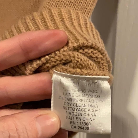 Lauren Moffat Cashmere & Wool Blend SS Sweater in Tan - Size XS - Picture 4 of 6